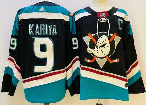 Anaheim Ducks 9 Paul Kariya Hockey Jersey Black Retro