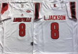 Louisville Cardinals 8 Lamar Jackson College Football Jersey White