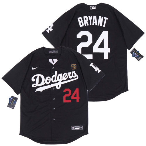 Nike Los Angeles Dodgers 24 Kobe Bryant  Baseball Jersey Black Fan