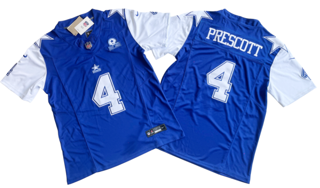 Dallas Cowboys 4 Dak Prescott Football Jersey Blue Three Dynasties