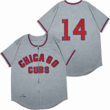 Chicago Cubs 14 Ernie Banks Baseball Jersey Gray Retro