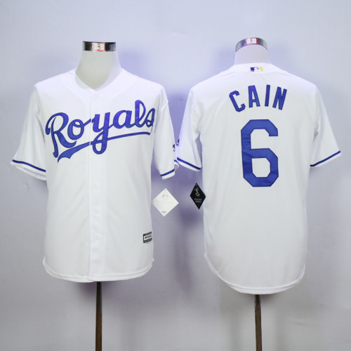 Kansas City Royals 6 Lorenzo Cain Baseball Jersey White Fans