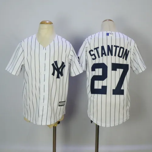 Youth New York Yankees 27 Giancarlo Stanton Baseball Jersey White