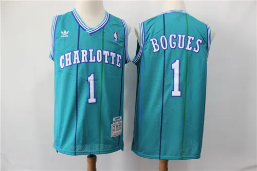 New Orleans Hornets 1 Muggsy Bogues Basketball Jersey Blue Retro