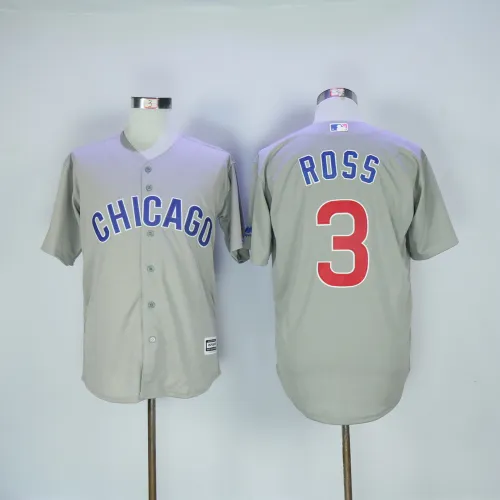 Chicago Cubs 3 David Ross Baseball Jersey Gray Fan version
