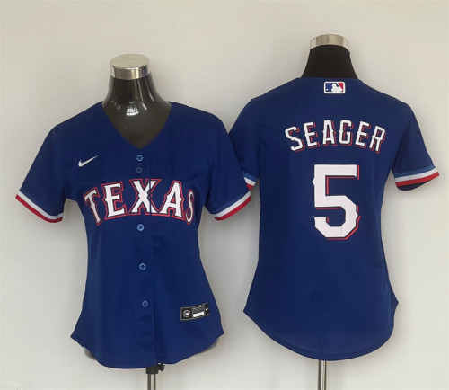 Women Nike Texas Rangers 5 Corey Seager Baseball Jersey Blue