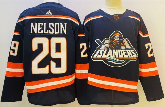 Adidas New York Islanders 29 Brock Nelson Ice Hockey Jersey Navy Blue