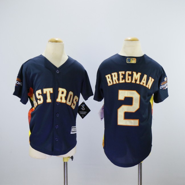 Youth Houston Astros 2 Alex Bregman Baseball Jersey Navy Blue