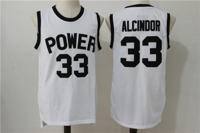 High school 33 Jew Alcindor College Basketball Jersey White mesh