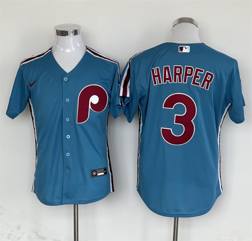 Nike Philadelphia Phillie 3 Bryce Harper Baseball Jersey Blue