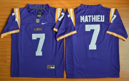 LSU Tigers 7 Tryann Mathieu College Football Jersey Purple