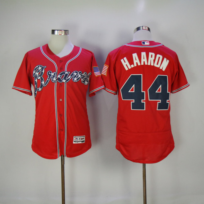 Atlanta Braves 44 Hank Aaron Flexbase Baseball Jersey Red