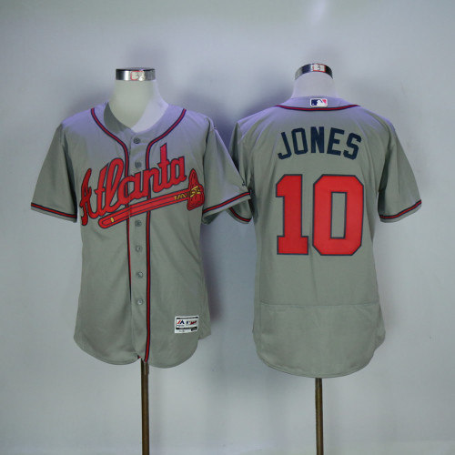 Atlanta Braves 10 Chipper Jones Flexbase Baseball Jersey Gray