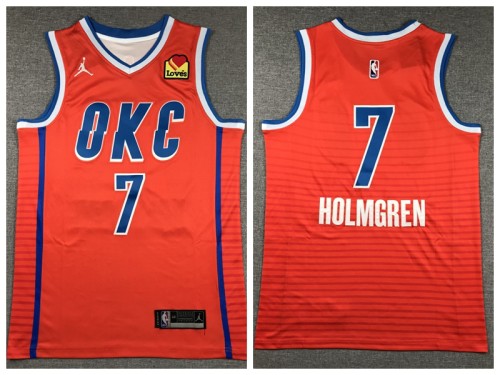 Jordan Oklahoma City Thunde 7 Chet Holmgren Basketball Jersey Orange