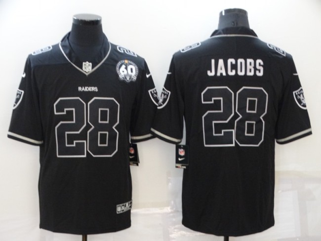 Oakland Raiders 28 Josh Jacobs Football Jersey Shadow version