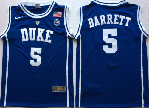 Duke Blue Devils 5 R.J. Barrett College Basketball Jersey Blue