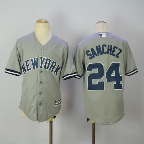 Youth New York Yankees 24 Gary Sanchez Baseball Jersey Gray