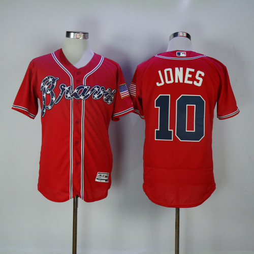 Atlanta Braves 10 Chipper Jones Flexbase Baseball Jersey Red