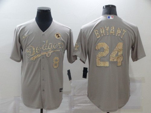 Nike Los Angeles Dodgers KB Patch 8 and 24 Kobe Bryant Baseball Jersey Gray Dodge fashion fans