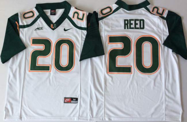 Miami Hurricanes 20 Ed Reed College Football Jersey White
