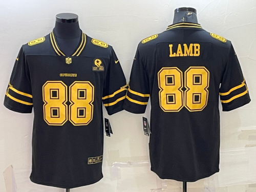 Dallas Cowboys 88 CeeDee Lamb Football Jersey Black gold