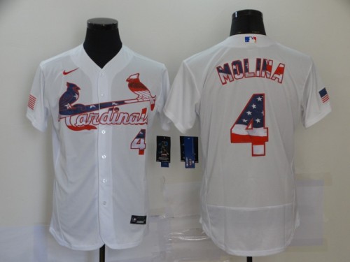 Nike St.Louis Cardinals 4 Yadier Molina Flexbase Baseball Jersey White National flag