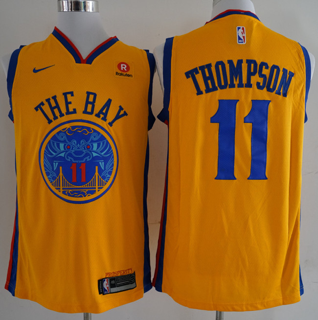 Nike Golden State Warrior 11 klay Thompson Basketball Jersey Yellow City Edition Fans Edition