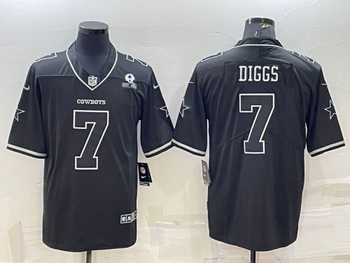 Dallas Cowboys 7 Trevon Diggs Football Jersey Black shadow