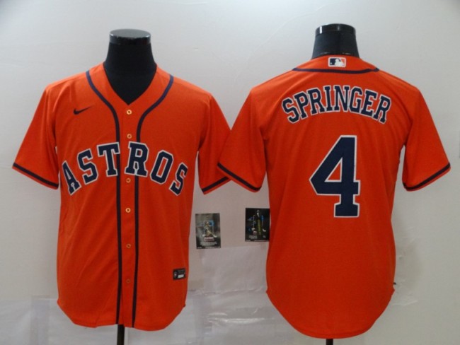 Nike Houston Astros 4 George Springer Baseball Jersey Orange Fans