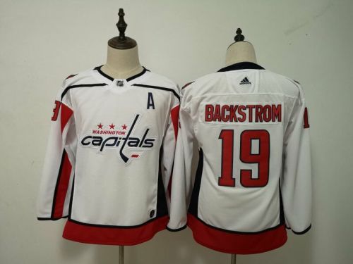 Youth Adidas Classic Washington Capitals  19 Nicklas Backstrom Ice Hockey Jersey White
