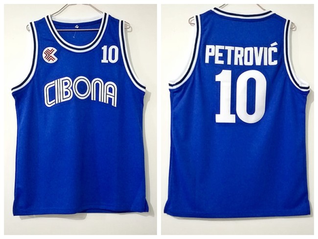 Croatia Cibona 10 Drazen Petrovic League bideluoweiji blue jersey