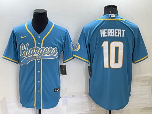 San Diego Chargers 10 Justin Herbert Baseball Jersey Blue