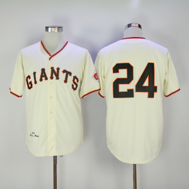 San Francisco Giants 24 Willie Mays Baseball Jersey Beige Retro