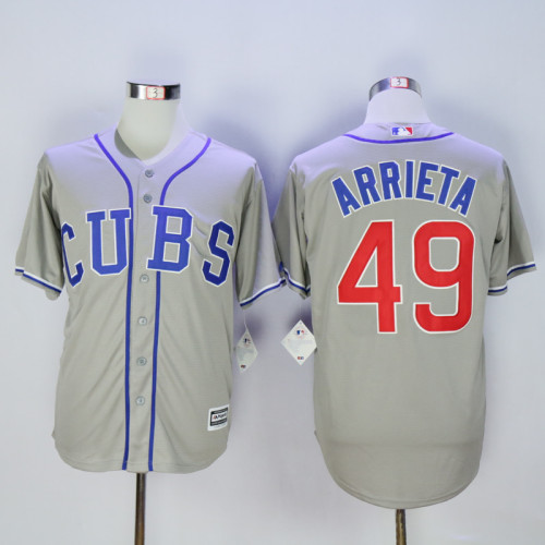 Chicago Cubs 49 Jake Arrieta Baseball Jersey Gray Fans