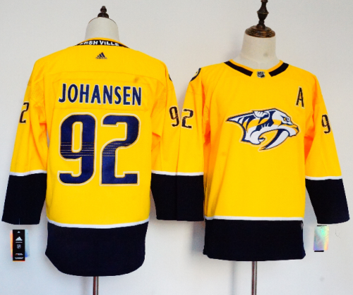 Women Adidas Classic Nashville Predators 92 Ryan Johansen Ice Hockey Jersey Yellow