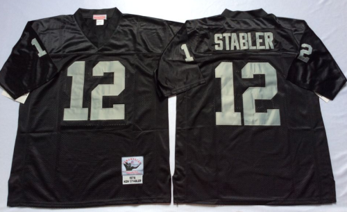 Oakland Raiders 12 Kenny Stabler Football Jersey Black Retro