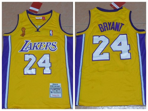 Los Angeles Lakers 24 Kobe Bryant Basketball Jersey Yellow Champion of 2009 finals