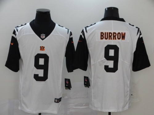 Cincinnati Bengals 9 Joe Burrow Football Jersey Legend White