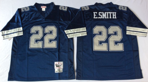 Dallas Cowboys 22 Emmitt Smith Football Jersey Blue Retro