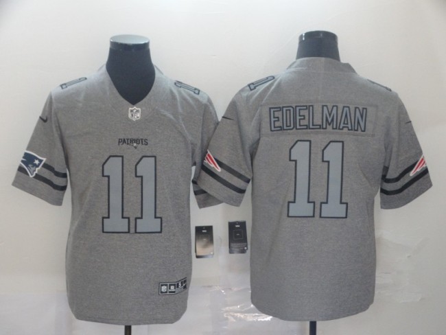 New England Patriots 11 Julian Edelman Football Jersey Legend Flax Gray