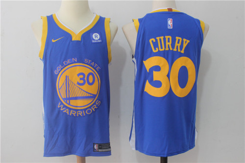 Nike Golden State Warrior 30 Stephen Curry Basketball Jersey Blue Player Edition