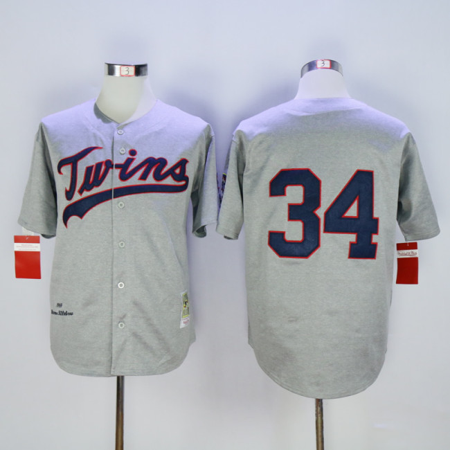 Minnesota Twins 34 Kirby Puckett  Baseball Jersey Gray Retro