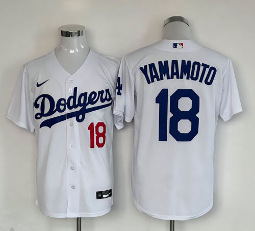 Nike Los Angeles Dodgers 18 Yoshinobu Yamamoto Baseball Jersey White