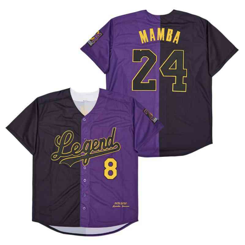 Los Angeles Dodgers 8 And 24 MANBA Baseball Jersey Black Purple