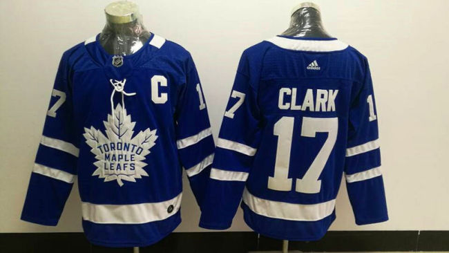 Adidas Classic Toronto Maple Leafs 17 Wendel Clark Ice Hockey Jersey Blue