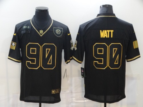Pittsburgh Steelers 90 T.J. Watt Football Jersey Salute the golden letter
