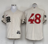 Nike Texas Rangers 48 Jacob deGrom Baseball Jersey Beige City Edition