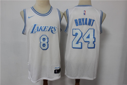 Nike Los Angeles Lakers 8 and 24 Kobe Bryant Basketball Jersey White city edition