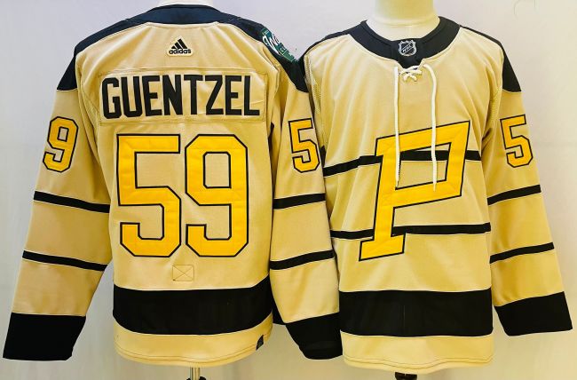 Adidas Pittsburgh Penguins 59 Jake Guentzel  Ice Hockey Jersey Beige