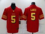 San Francisco 49ers  5 Trey Lance Football Jersey Legend Red gold character